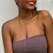 Gold Casual Geometric Patchwork Necklaces