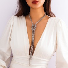 Silver Casual Geometric Patchwork Necklaces