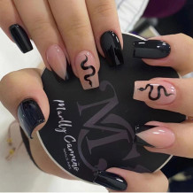 Black Casual Daily Print Patchwork Nail Paste