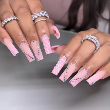 Pink Casual Patchwork Rhinestone Nail Paste (Subject To The Actual Object )