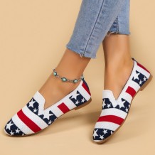 White Blue Casual Daily Patchwork Round Flats Shoes
