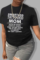 Black Casual Street Print Patchwork O Neck T-Shirts