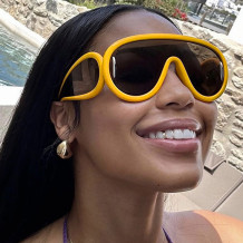Yellow Casual Daily Solid Patchwork Sunglasses
