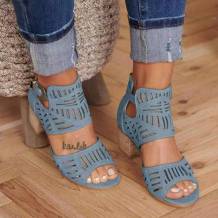 Blue Casual Hollowed Out Patchwork Solid Color Fish Mouth Out Door Wedges Shoes (Heel Height 1.97in)