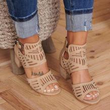 Apricot Casual Hollowed Out Patchwork Solid Color Fish Mouth Out Door Wedges Shoes (Heel Height 1.97in)