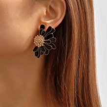 Black Casual Geometric Patchwork Earrings