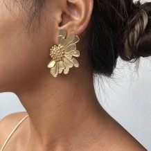 Gold Casual Geometric Patchwork Earrings