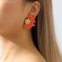 Orange Casual Geometric Patchwork Earrings