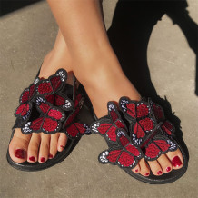 Red Casual Daily Patchwork Butterfly Round Comfortable Out Door Shoes