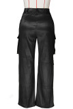 Rose Red Casual Solid Patchwork Regular High Waist Conventional Solid Color Trousers
