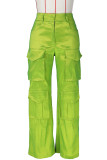 Rose Red Casual Solid Patchwork Regular High Waist Conventional Solid Color Trousers