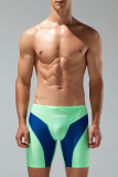 Deep Blue Sportswear Color Lump Patchwork Swim Trunks