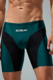 Green Sportswear Color Lump Patchwork Swim Trunks