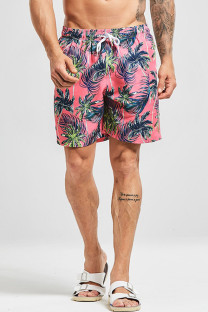 Red Casual Vacation Print Patchwork Board Shorts