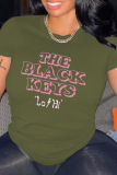 White Street Print Letter O Neck T-Shirts