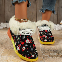 White Casual Patchwork Frenulum Printing Round Keep Warm Comfortable Out Door Shoes