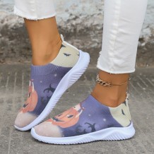 Purple Casual Patchwork Printing Round Comfortable Shoes