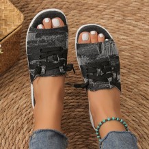 Black Casual Patchwork Round Comfortable Shoes