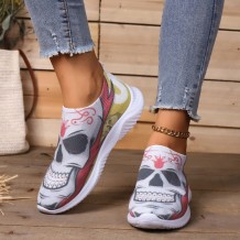 Yellow Casual Patchwork Printing Round Comfortable Shoes