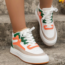 White Green Casual Patchwork Frenulum Round Comfortable Out Door Shoes