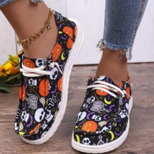 Black Purple Casual Patchwork Printing Round Comfortable Shoes