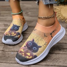 Light Yellow Casual Sportswear Daily Patchwork Printing Rhinestone Round Comfortable Out Door Shoes