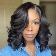 Black Casual Solid Patchwork Wigs