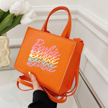Orange Casual Daily Letter Print Bags