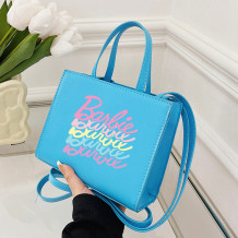 Blue Casual Daily Letter Print Bags