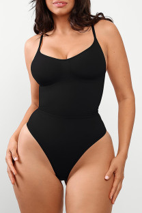Black Sexy Solid Patchwork Backless Sports