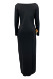 Pink Casual Solid Basic V Neck Long Sleeve Dresses