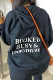 Tibetan Blue Casual Letter Print Basic Hooded Collar Long Sleeve Two Pieces