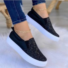 Black Casual Patchwork Round Comfortable Flats Shoes
