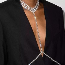 Silver Sexy Patchwork Rhinestone Chains Necklaces