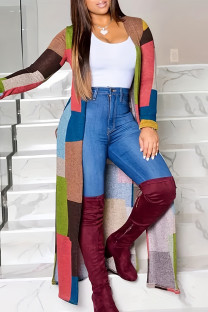 Pink Casual Color Block Patchwork Outerwear