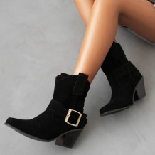 Black Casual Patchwork Solid Color Pointed Comfortable Out Door Shoes (Heel Height 2.75in)