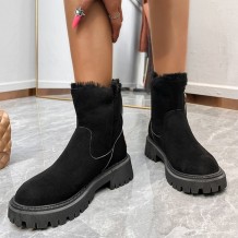 Black Casual Daily Patchwork Solid Color Round Keep Warm Comfortable Out Door Shoes