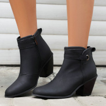 Black Casual Patchwork Solid Color Round Out Door Shoes (Heel Height 2.95in)