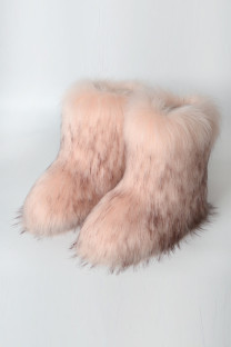 Pink Street Patchwork Round Keep Warm Shoes