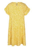 Fashion Street Print Flounce O Neck Printed Dress Dresses