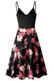Fashion Street Print Split Joint V Neck A Line Dresses