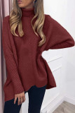 Fashion Casual Solid Split Joint Turtleneck Tops
