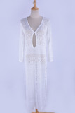Fashion Vacation Solid Hollowed Out Swimwears Cover Up