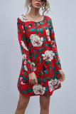Fashion Casual Print O Neck A Line Dresses