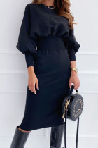 Fashion Sexy Solid Split Joint O Neck Wrapped Skirt Dresses