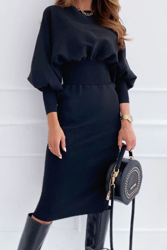 Fashion Sexy Solid Split Joint O Neck Wrapped Skirt Dresses