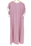 Elegant Floral Split Joint O Neck A Line Dresses