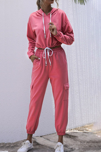 Fashion Street Patchwork Hooded Collar Two Pieces