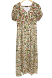Elegant Floral Split Joint V Neck Dresses
