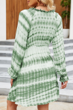 Casual Tie Dye Split Joint Stringy Selvedge V Neck A Line Dresses